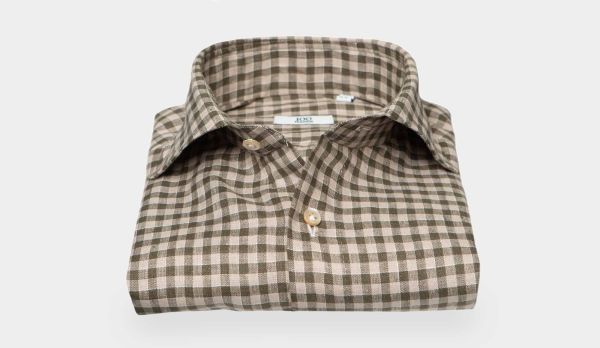 100Hands Shirt Linen Check Green