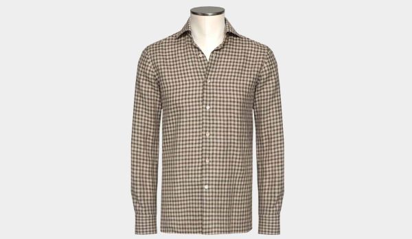 100Hands Shirt Linen Check Green