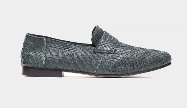 Andrea Ventura Python Loafers Green