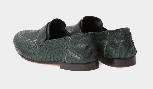 Andrea Ventura Python Loafers Green