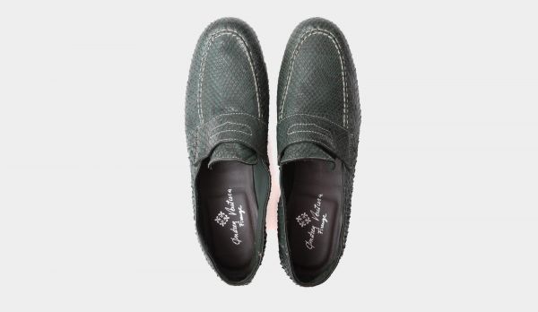 Andrea Ventura Python Loafers Green