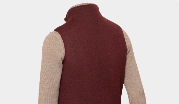 Aspesi Gilet Zip Wool Jersey Burgundy