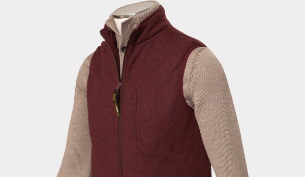 Aspesi Gilet Zip Wool Jersey Burgundy