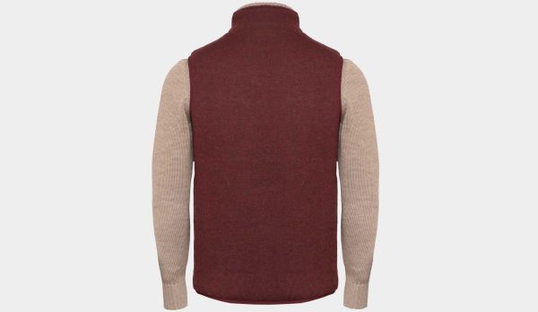 Aspesi Gilet Zip Wool Jersey Burgundy