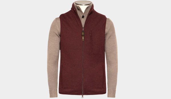 Aspesi Gilet Zip Wool Jersey Burgundy