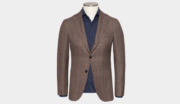 Barba Napoli Jacket Prince de Galles Brown-Blue