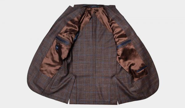 Barba Napoli Jacket Prince of Wales Brown-Blue
