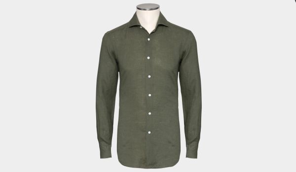 Barba Napoli Linen Shirt Olive Green