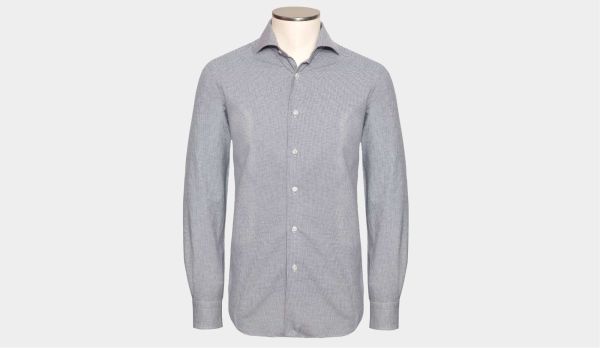 Barba Napoli Shirt Pied-De-Poule Blue