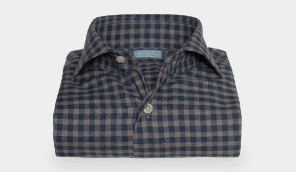 Barba Napoli Flannel Shirt Blue-Grey