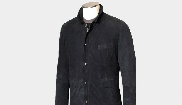 Barba Napoli Suede Down Jacket Blue