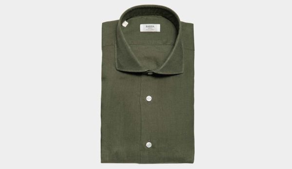 Barba Napoli Linen Shirt Olive Green