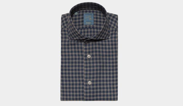 Barba Napoli Flannel Shirt Blue-Grey