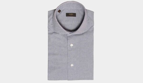 Barba Napoli Shirt Pied-De-Poule Blue