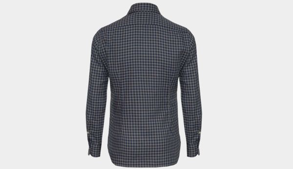 Barba Napoli Flannel Shirt Blue-Grey
