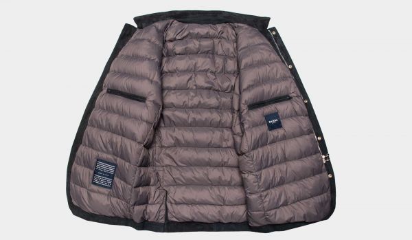 Barba Napoli Suede Down Jacket Blue