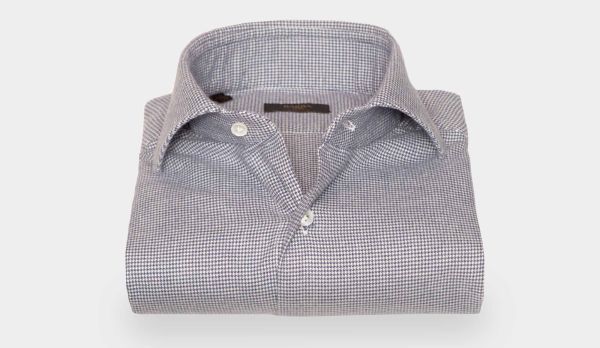 Barba Napoli Shirt Pied-De-Poule Blue