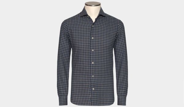 Barba Napoli Flannel Shirt Blue-Grey