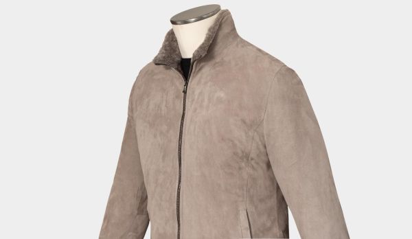 Barba Napoli Suede Down Bomber Taupe