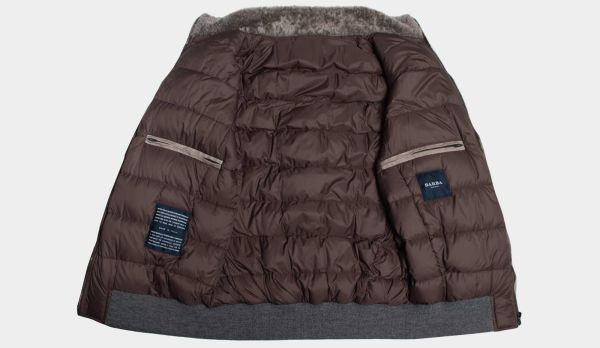 Barba Napoli Suede Down Bomber Taupe