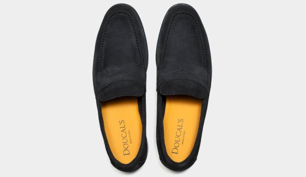 Doucals Suede Penny Loafer Antracite