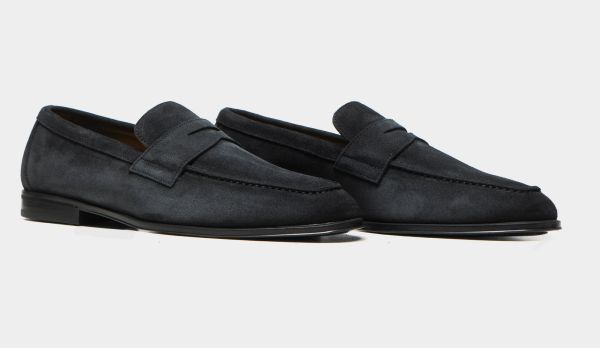 Doucals Suede Penny Loafer Antracite
