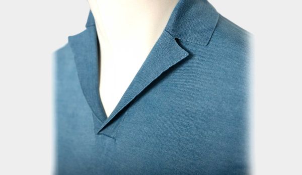 Drumohr Knitted V-Polo Denim