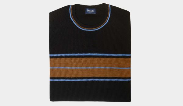 Drumohr Crewneck Fantasy Stripe Black