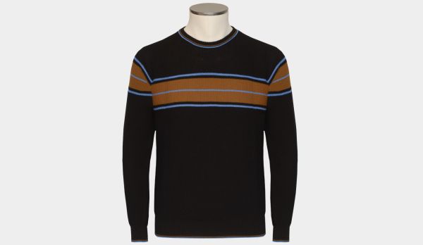 Drumohr Crewneck Fantasy Stripe Black