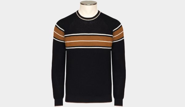 Drumohr Crewneck Fantasy Stripe Navy
