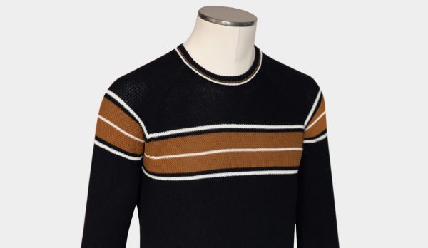 Drumohr Crewneck Fantasy Stripe Navy