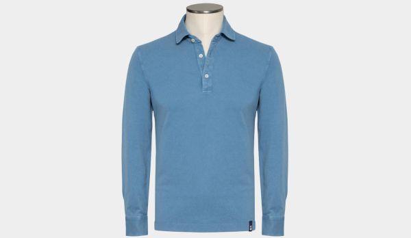 Drumohr Polo Garment Dyed Blue