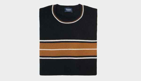 Drumohr Crewneck Fantasy Stripe Navy