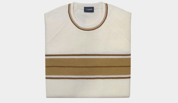 Drumohr Crewneck Fantasy Stripe Caramel