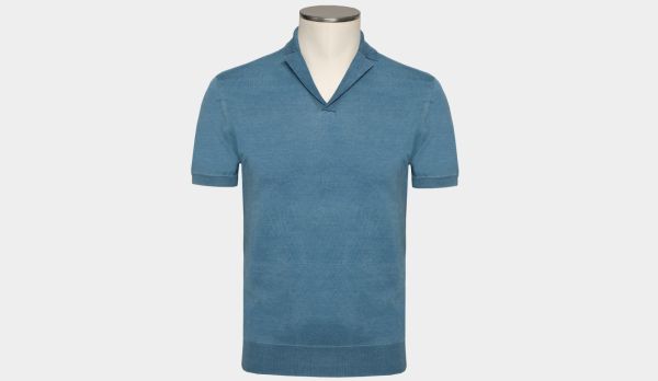 Drumohr Knitted V-Polo Denim