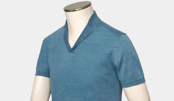 Drumohr Knitted V-Polo Denim