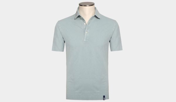Drumohr Polo Garment Dyed Aqua