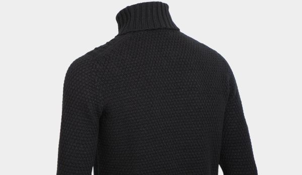 Drumohr Roll Neck Geelong 'Aran' Black