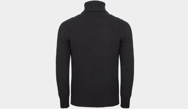 Drumohr Roll Neck Geelong 'Aran' Black