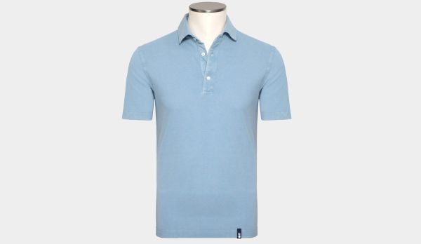 Drumohr Polo Garment Dyed Light Blue