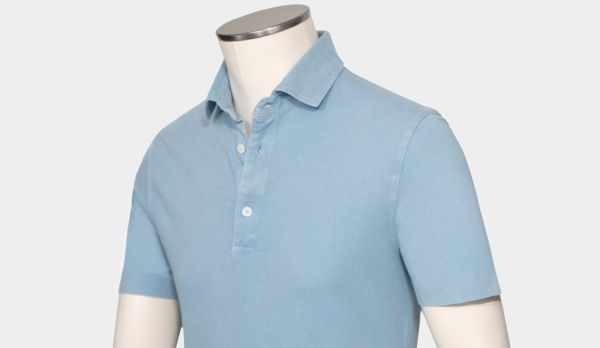 Drumohr Polo Garment Dyed Light Blue