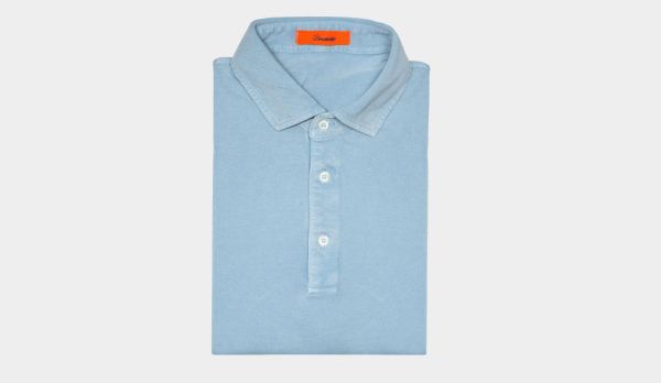 Drumohr Polo Garment Dyed Light Blue