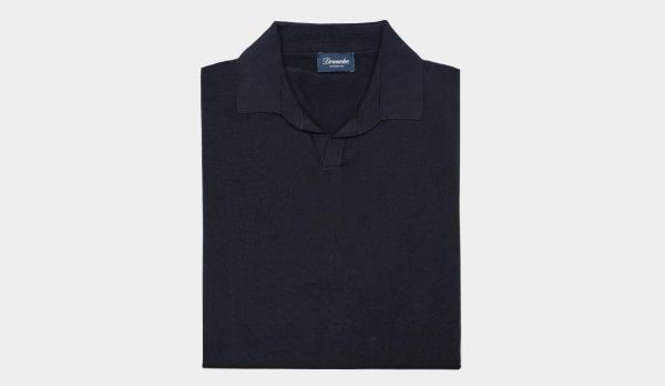 Drumohr V-Neck Polo Navy