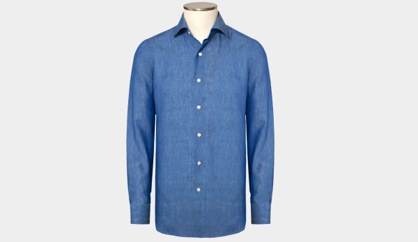 Finamore Shirt Linen Blue