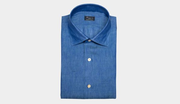 Finamore Shirt Linen Blue