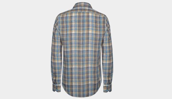 Finamore Checked Linen Shirt Blue