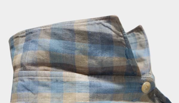 Finamore Checked Linen Shirt Blue
