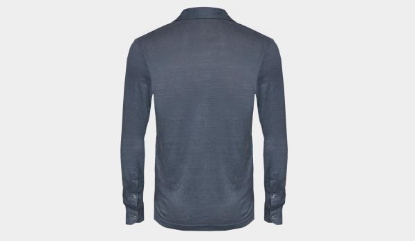 Gran Sasso Linen V-neck Polo Blue-Grey
