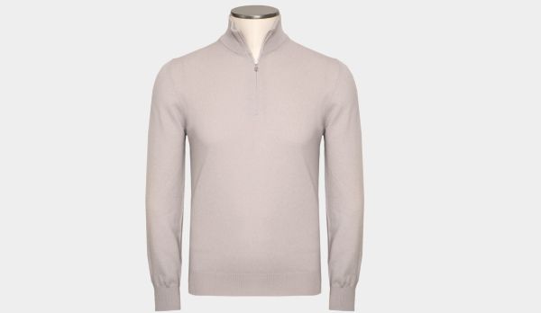 Gran Sasso Mock Neck Zip Stone