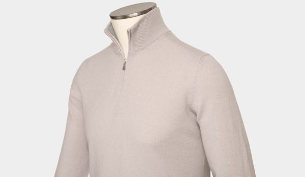 Gran Sasso Mock Neck Zip Stone